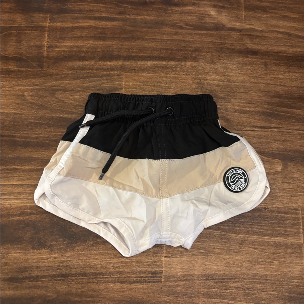 Little Bipsy Black and White Kids Swim Trunks